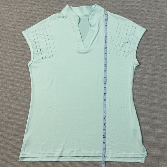 Tanmolo V-Neck Activewear Top Womens Sz S Mint Green Perforated Cap Sleeves NWT - Picture 12 of 16